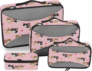 4 Pcs Travel Packing Cubes for Suitcases Romantic Cat Travel Packing Cubes Visible Luggage Cubes Organizers Suitcase Organizer Bags Set