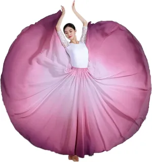 720 Degree Gradient Long Skirt Modern Dance Classical Ballet Lyric Dance Long Skirt