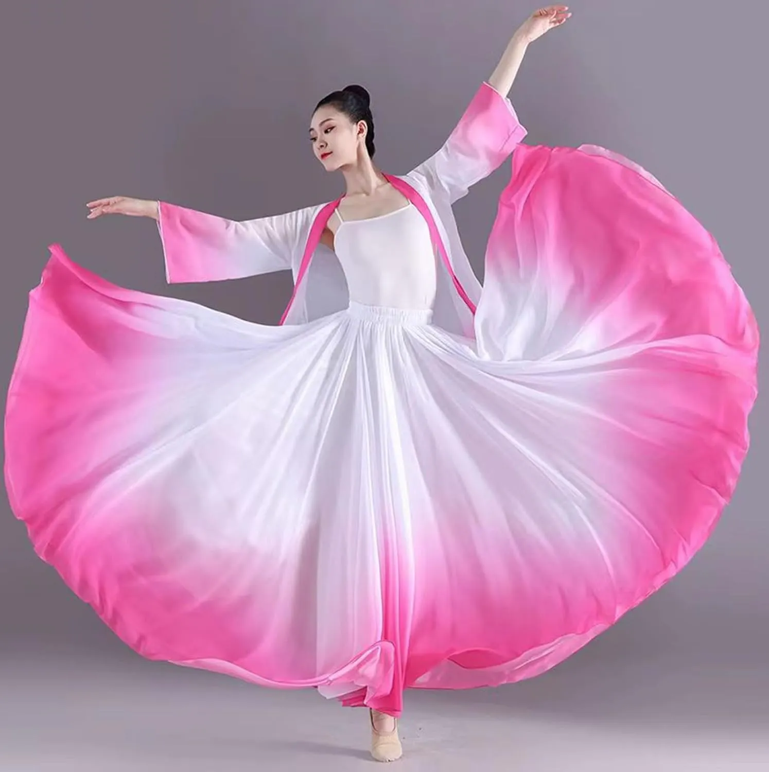 720 Degree Gradient Long Skirt Modern Dance Classical Ballet Lyric Dance Long Skirt