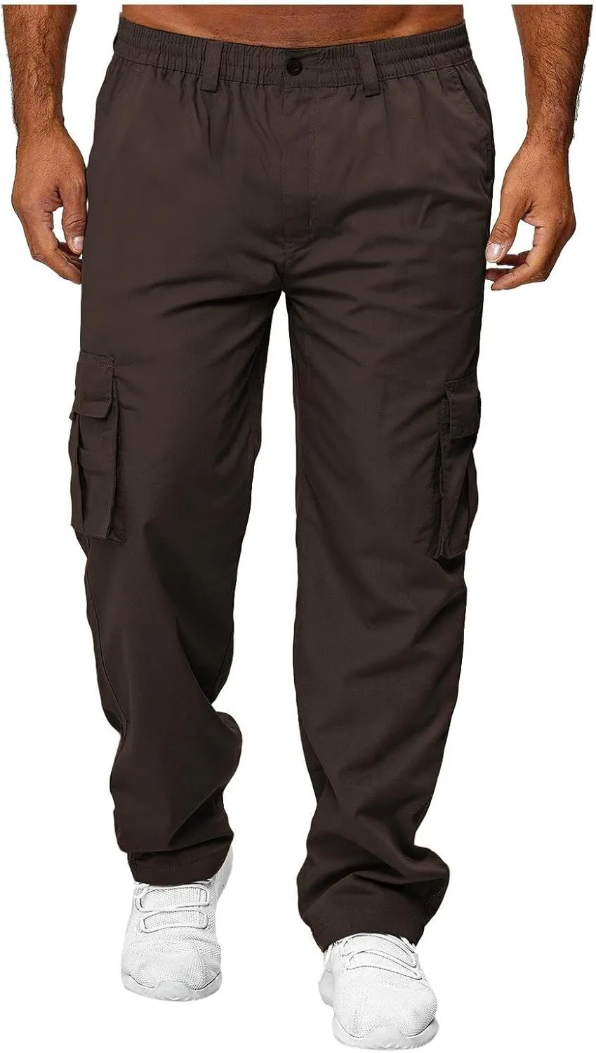 AIFARLD Men's Cargo Pants with Pockets Cotton Hiking Sweatpants Casual Athletic Jogger Sports Outdoor Trousers Relaxed Fit