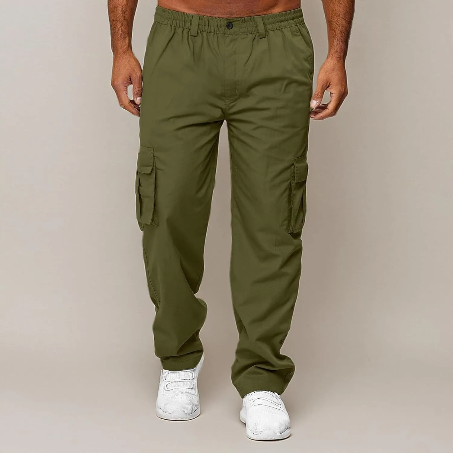 AIFARLD Men's Cargo Pants with Pockets Cotton Hiking Sweatpants Casual Athletic Jogger Sports Outdoor Trousers Relaxed Fit