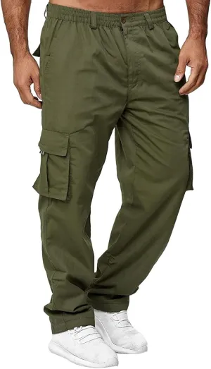 AIFARLD Men's Cargo Pants with Pockets Cotton Hiking Sweatpants Casual Athletic Jogger Sports Outdoor Trousers Relaxed Fit