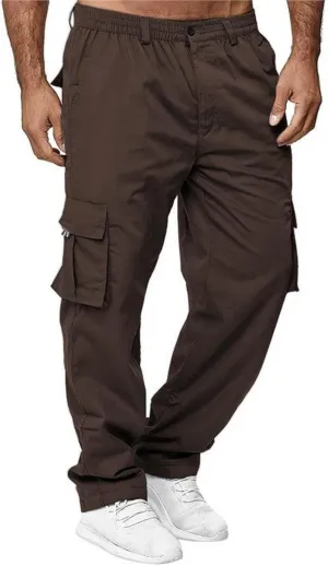 AIFARLD Men's Cargo Pants with Pockets Cotton Hiking Sweatpants Casual Athletic Jogger Sports Outdoor Trousers Relaxed Fit