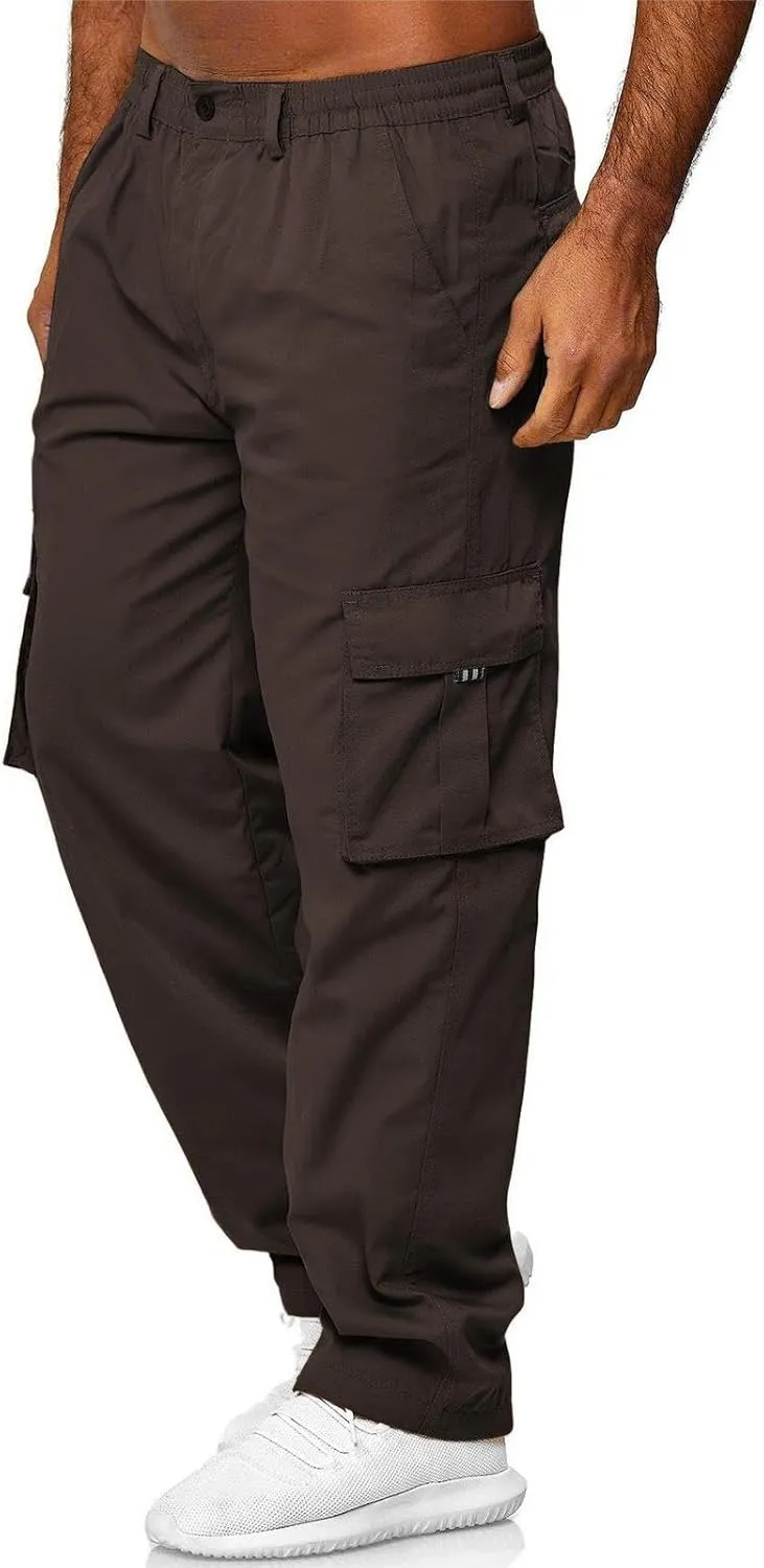 AIFARLD Men's Cargo Pants with Pockets Cotton Hiking Sweatpants Casual Athletic Jogger Sports Outdoor Trousers Relaxed Fit