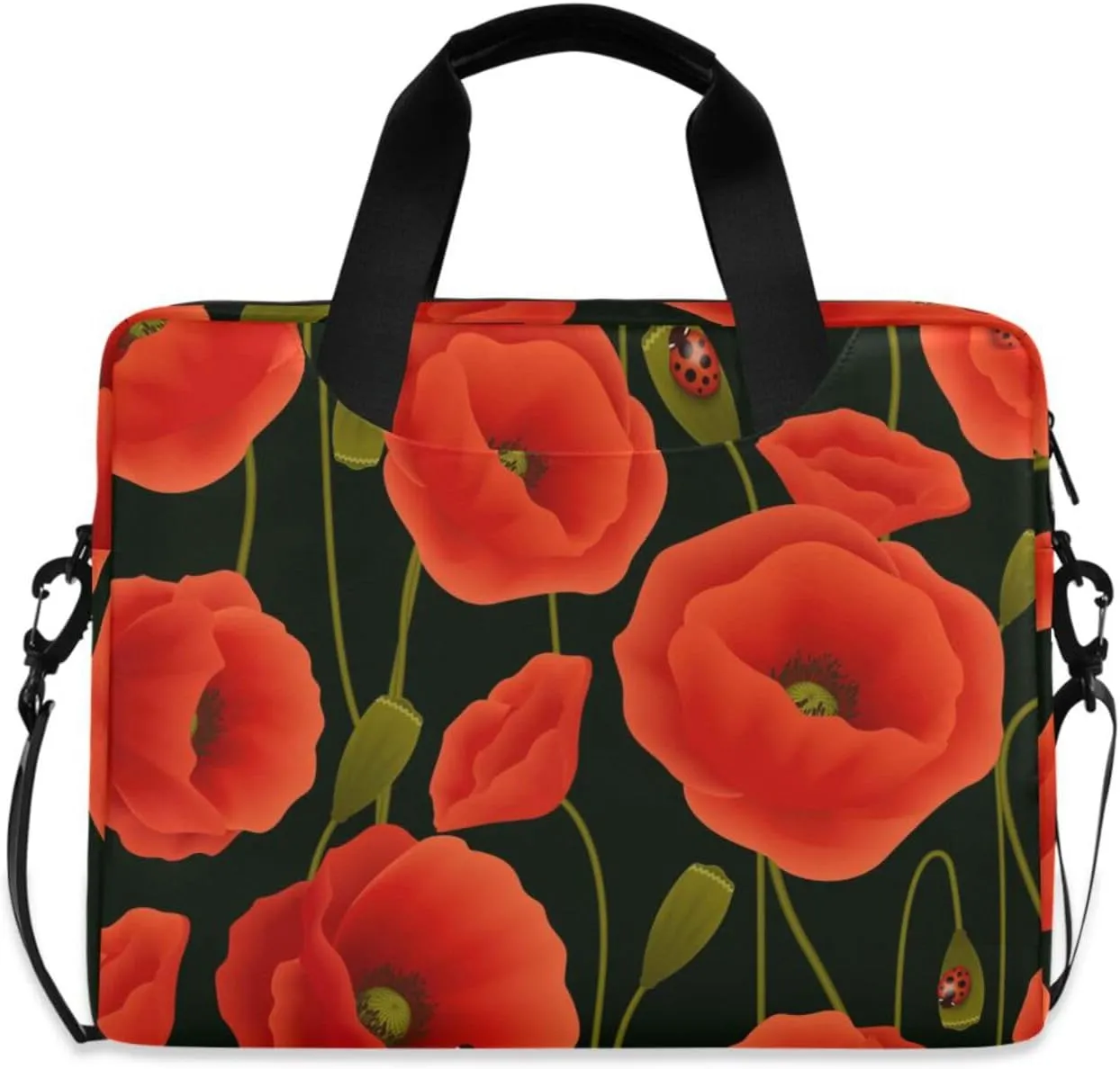 ALAZA Laptop Case Bag Romantic Poppy Flowers Laptop Sleeves Briefcase Messenger Bag with Strap for Woman Man Business Office