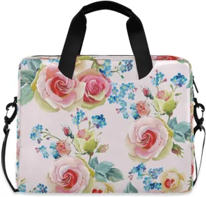 ALAZA Laptop Case Bag Romantic Roses Flowers Laptop Sleeves Briefcase Messenger Bag with Strap for Woman Man Business Office