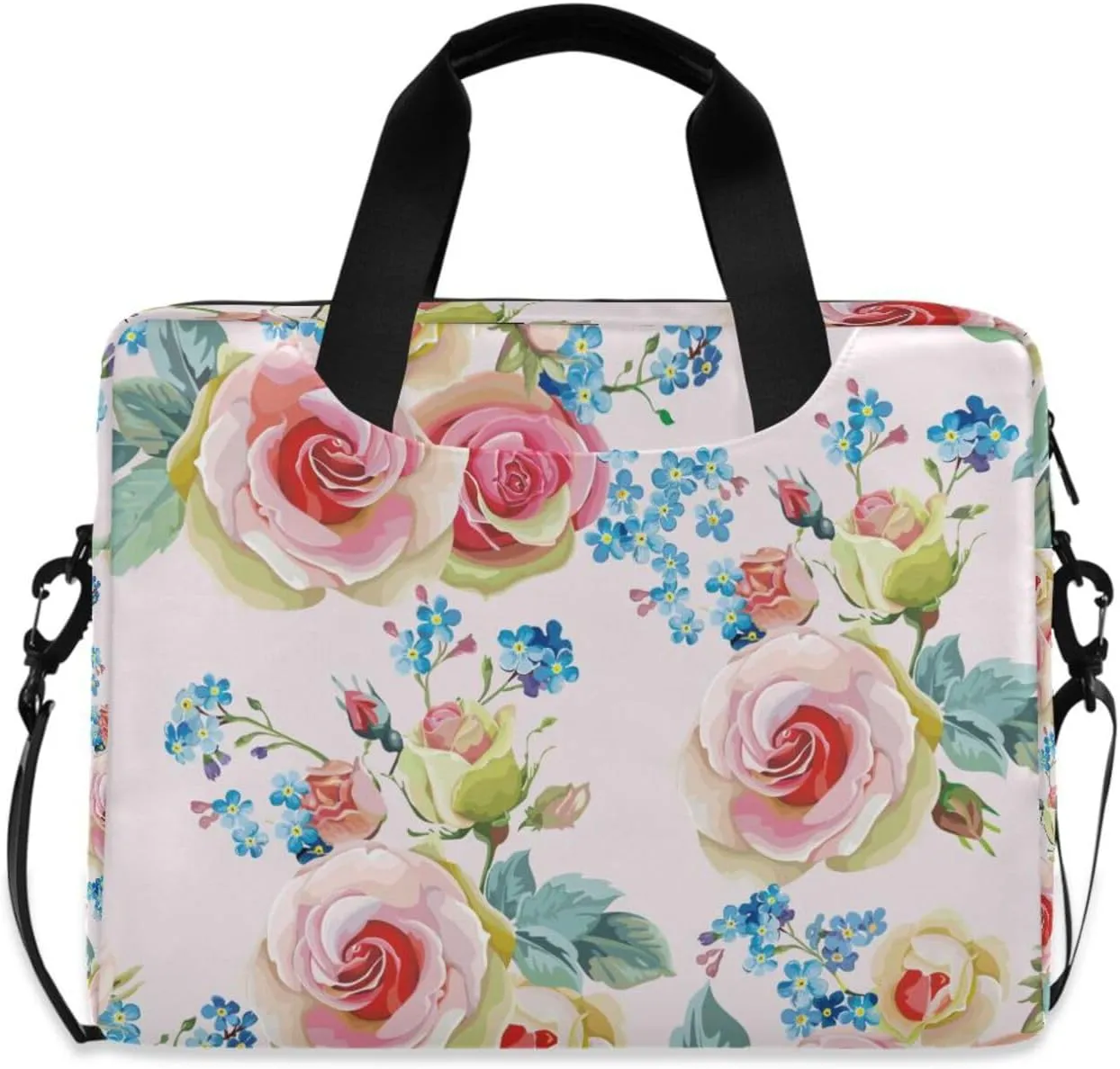 ALAZA Laptop Case Bag Romantic Roses Flowers Laptop Sleeves Briefcase Messenger Bag with Strap for Woman Man Business Office