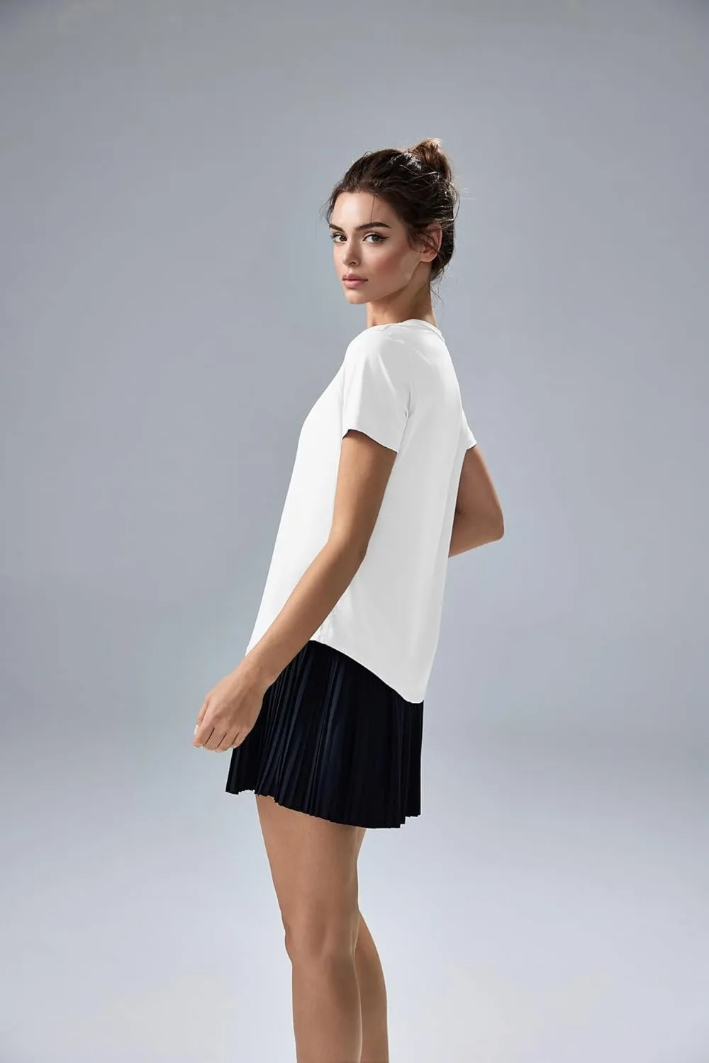 altiland Curved-Hem Workout T Shirt for Woman, Ultra-Soft Quick Dry Athletic Tee Yoga Running Short Sleeve Tops Relaxed-Fit