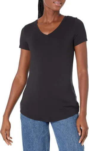 Amazon Essentials Women's Relaxed-Fit Short-Sleeve V-Neck Tunic (Available in Plus Size), Multipacks