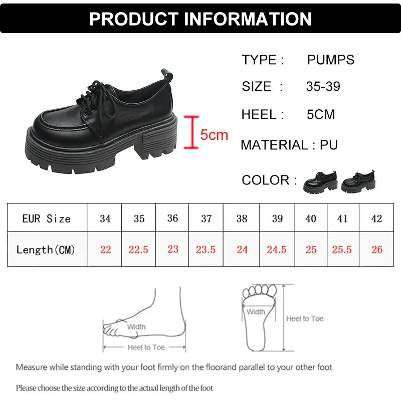 AMOZAE- - Sophisticated Style Black Patent Leather Oxford Chunky Platform Pumps
