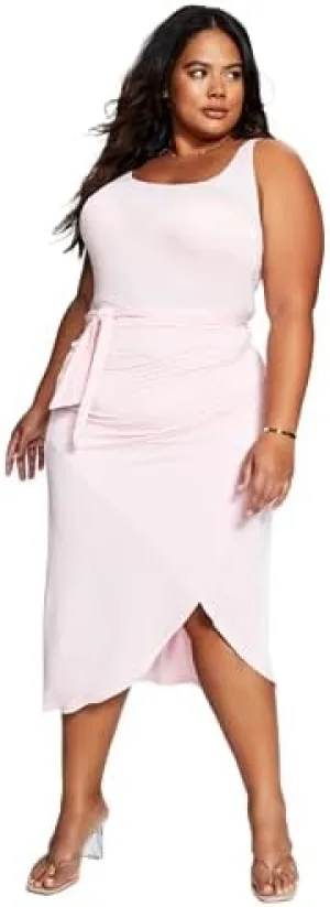 and Now This Women's Trendy Plus Size Side-Tie Midi Dress
