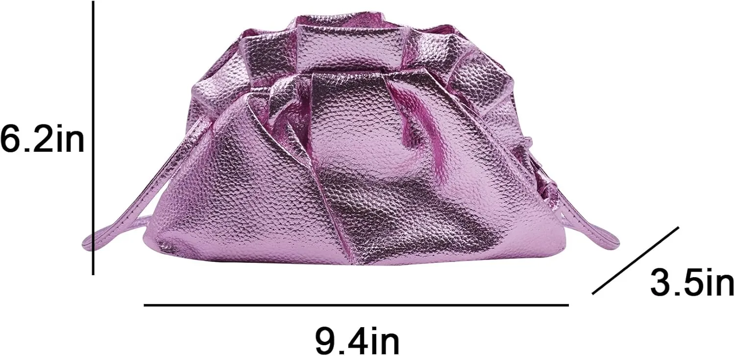 ANKOMINA Women Cloud-Shaped Dumpling Bag Fashion Ruched Crossbody Bag Cell Phone Clutch Purse Clip Shoulder Handbag
