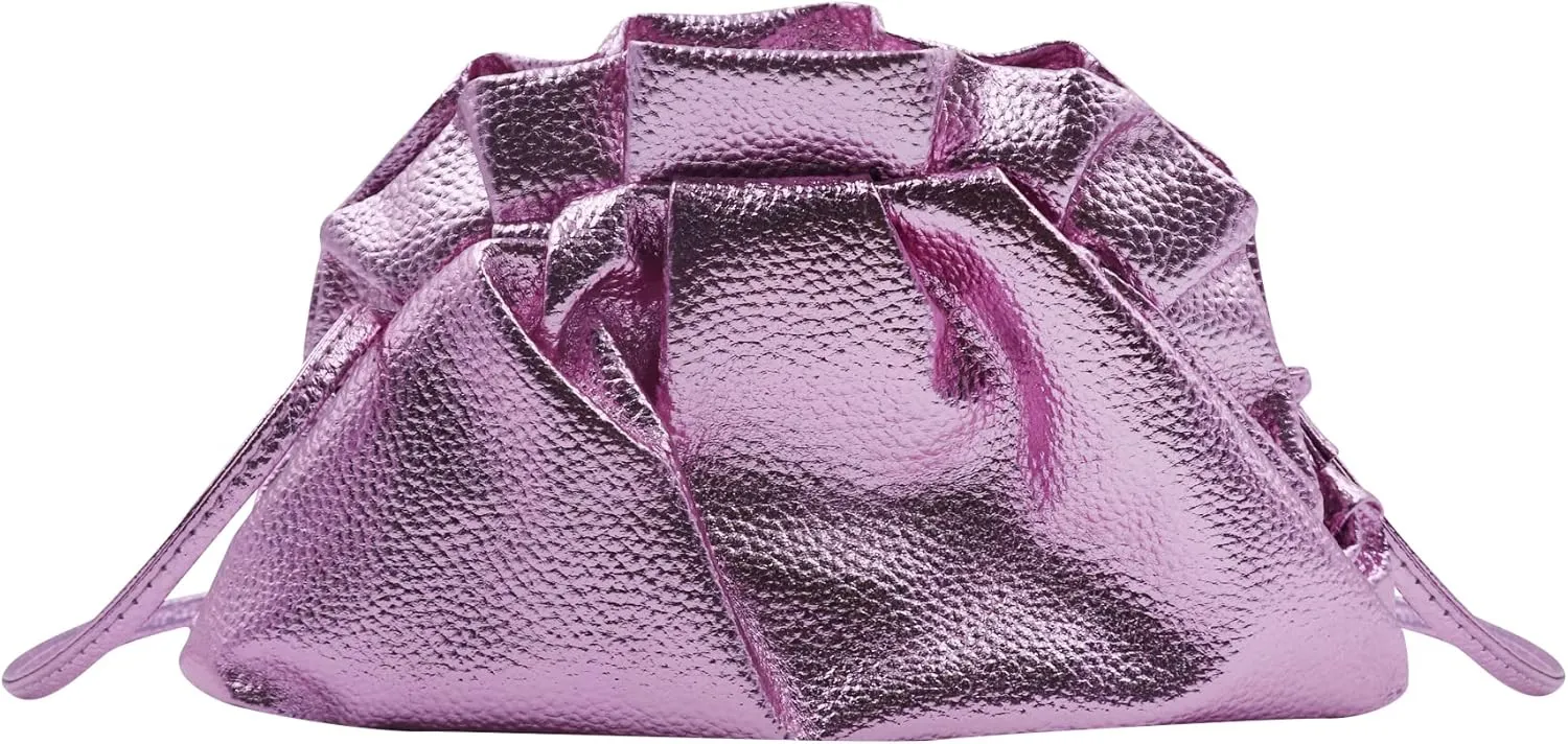 ANKOMINA Women Cloud-Shaped Dumpling Bag Fashion Ruched Crossbody Bag Cell Phone Clutch Purse Clip Shoulder Handbag