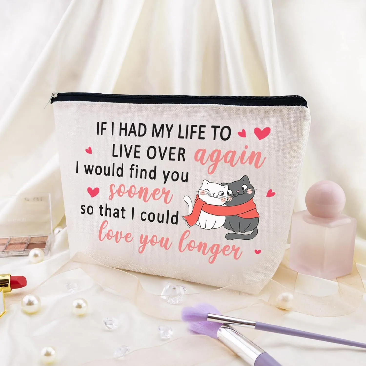 Anniversary Valentines Day Gift for Her Wife Birthday Gift Cosmetic Bag Romantic Christmas Gifts for Girlfriend Best Girlfriend Ever Makeup Bag Girlfriend Birthday Gifts Travel Makeup Pouch