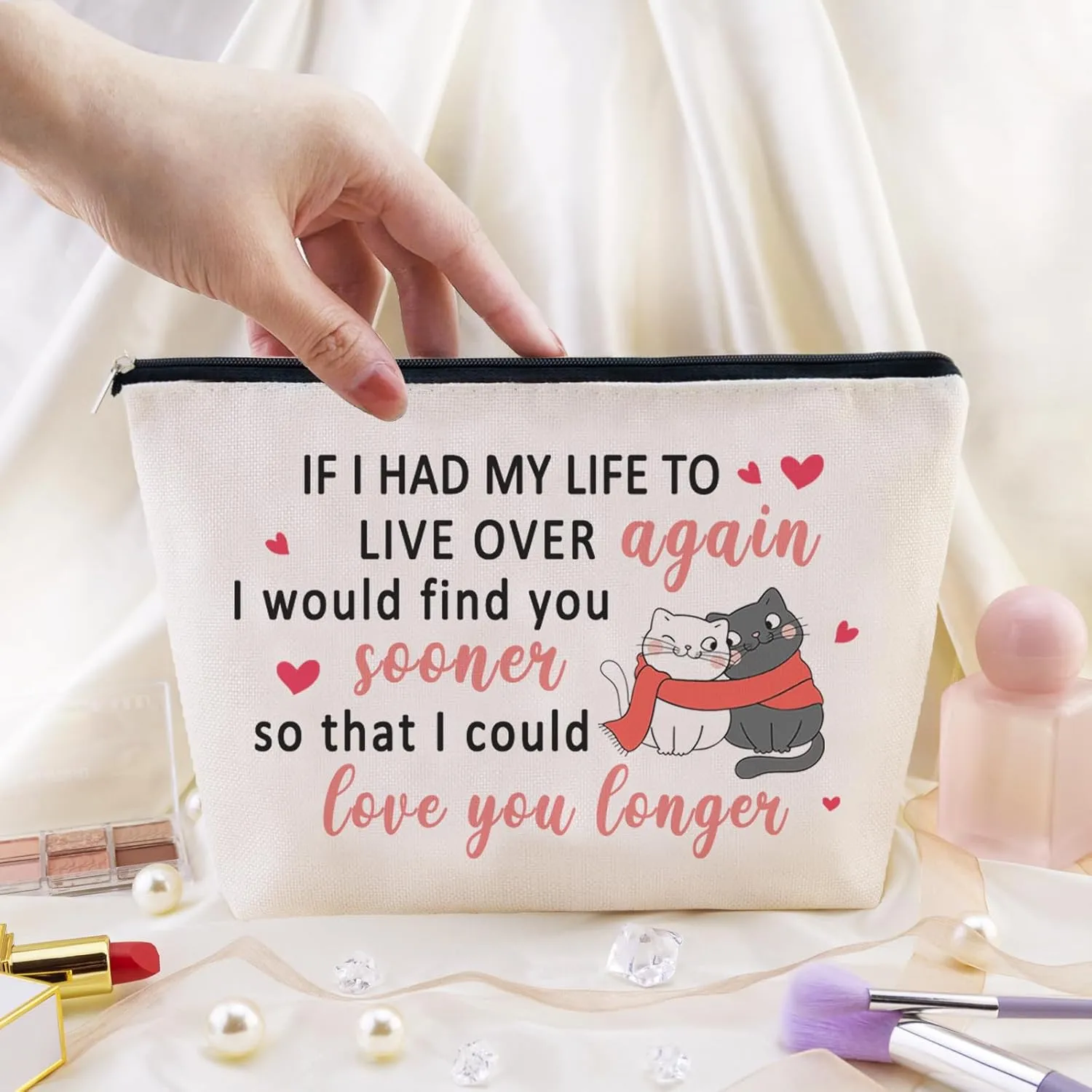 Anniversary Valentines Day Gift for Her Wife Birthday Gift Cosmetic Bag Romantic Christmas Gifts for Girlfriend Best Girlfriend Ever Makeup Bag Girlfriend Birthday Gifts Travel Makeup Pouch