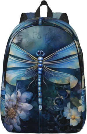 Art Blue Dragonfly Print Versatile Backpack Travel Backpack, Laptop Holder - Casual Daypack 15 In Laptops