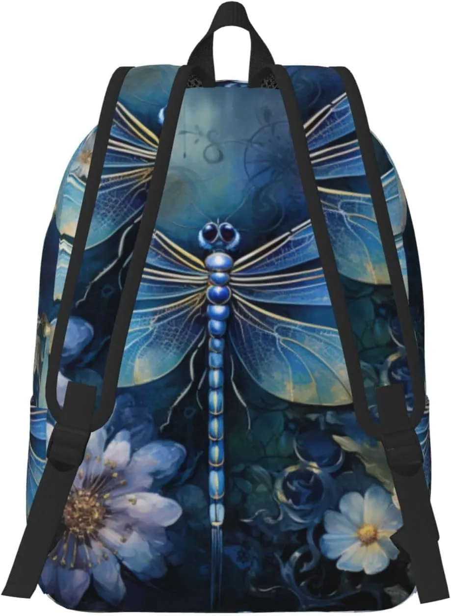 Art Blue Dragonfly Print Versatile Backpack Travel Backpack, Laptop Holder - Casual Daypack 15 In Laptops