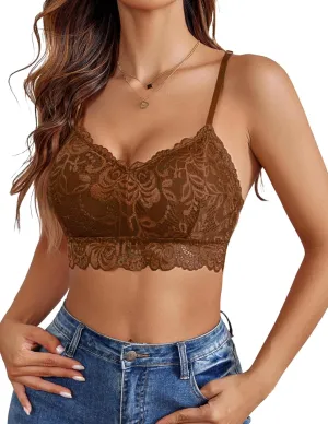 Avidlove Lace Bralettes for Women Padded Bralette Camisole Racerback Crop Top Floral Lace Bralettes V Neck