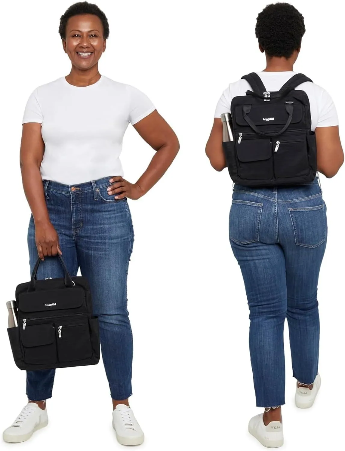 Baggallini womens Modern Everywhere Laptop Backpack, Black, One Size US