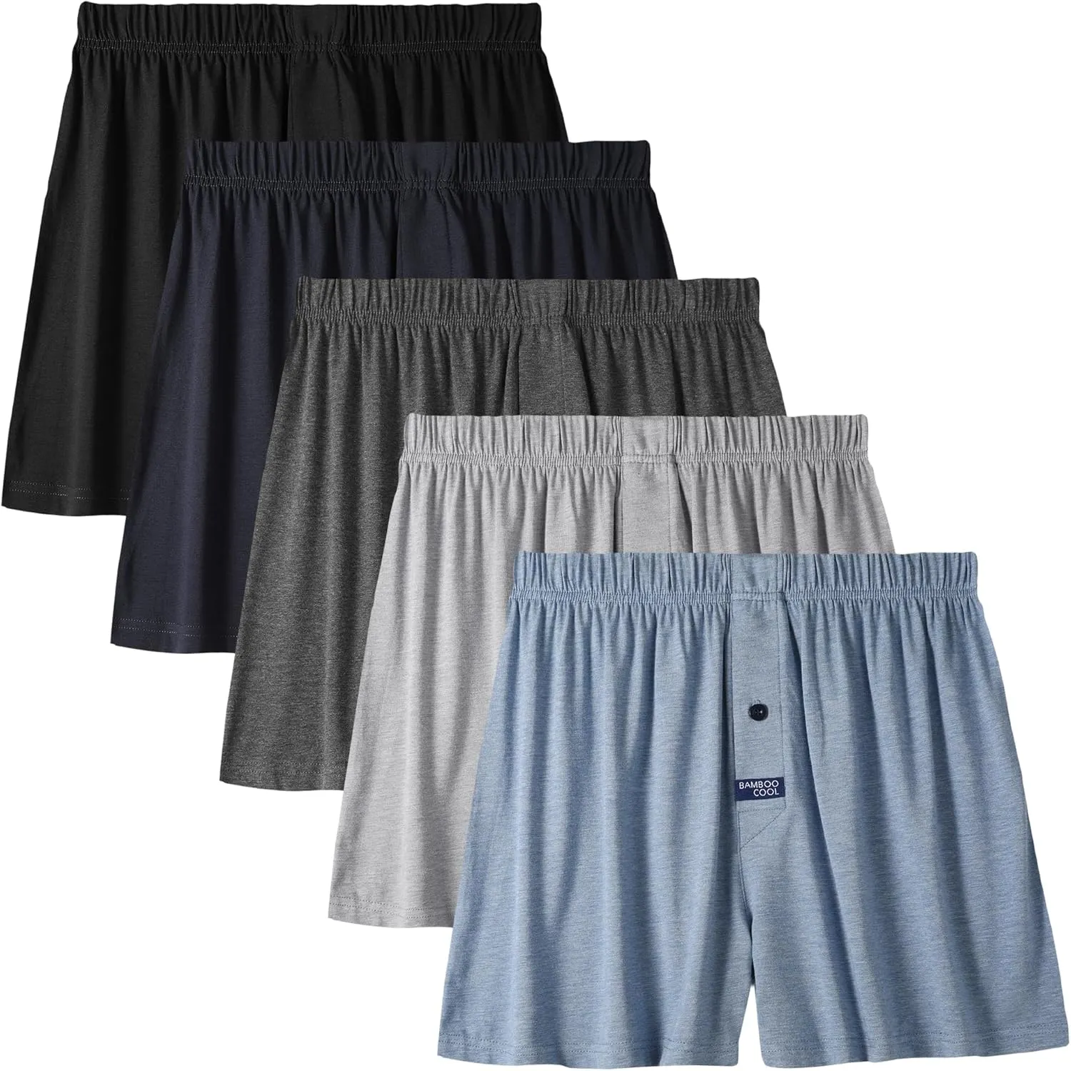 BAMBOO COOL Men's Boxer Short 3-Pack Bamboo Boxers for Men Classic Relaxed Fit Stretch Short