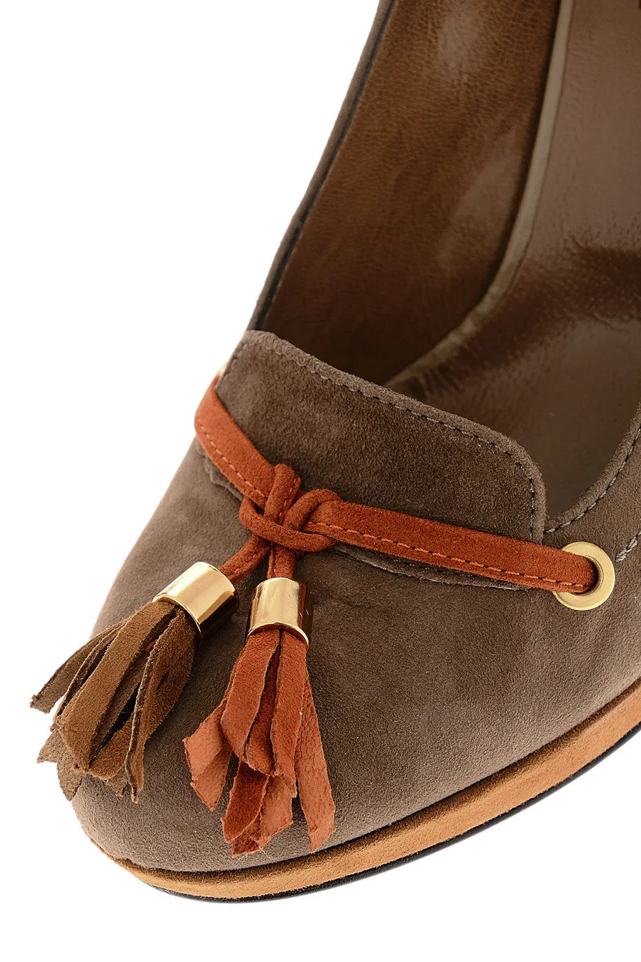 BARBARA BUCCI TANJA Taupe Suede Pumps