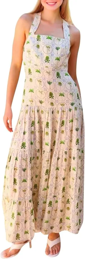 Beach Dresses for Women 2025 Vacation Spaghetti Strap Graffiti Maxi Dress Graphic A Line Swing Long Cami Dress