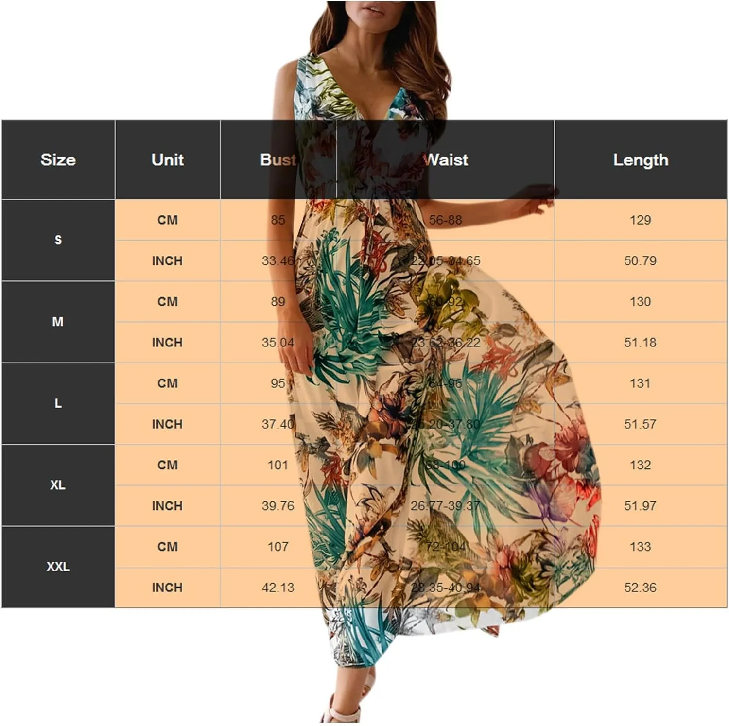 Beach Dresses for Women,2024 Summer Elegant Trendy V Neck Boho Floral Dress,Romantic Flowy Ruched Hawaiian Maxi Dress