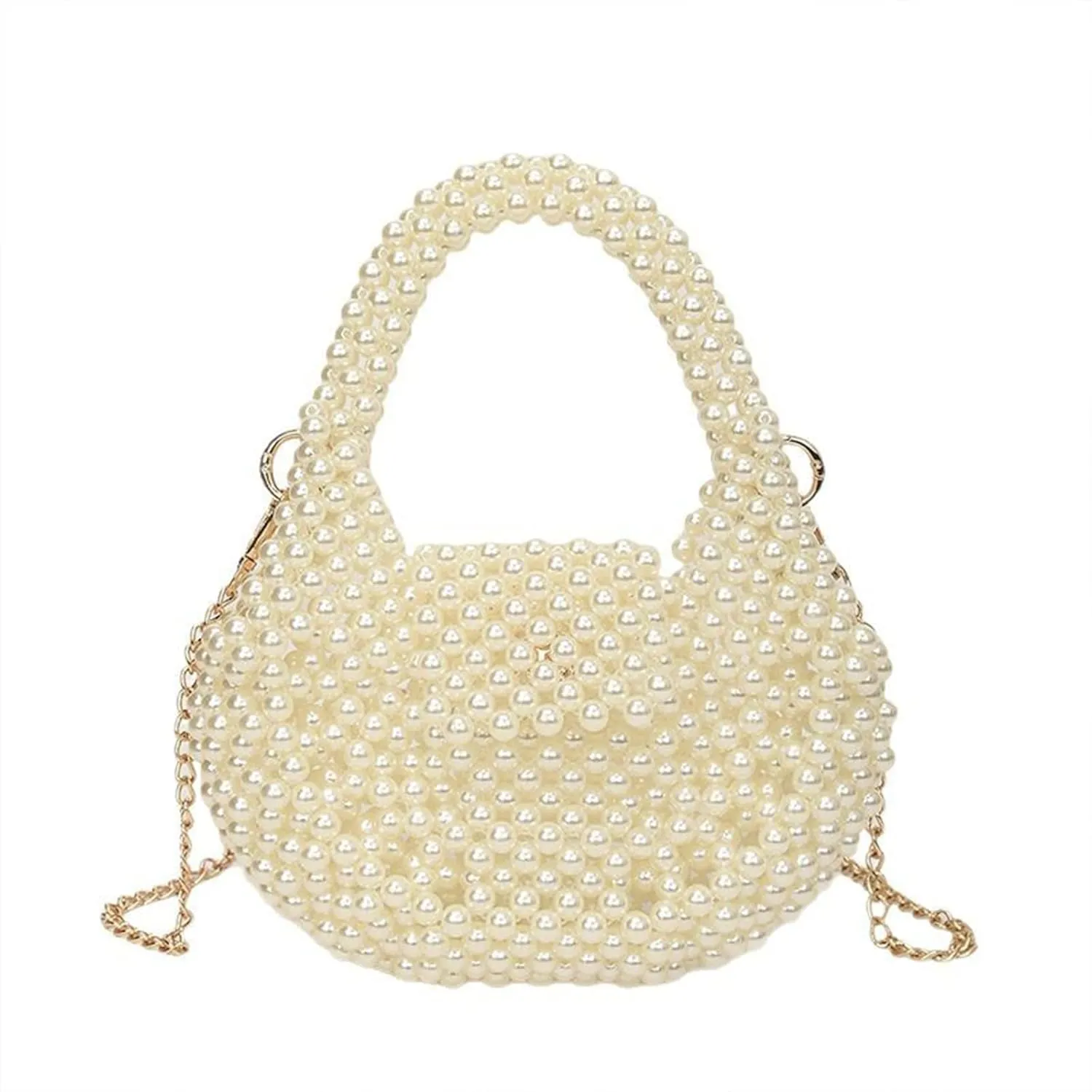Beaded Purse Pearl Beaded Handbag for Women Dressy Fashionable Wedding Guest Crossbody Bags Party Bridal Accessory
