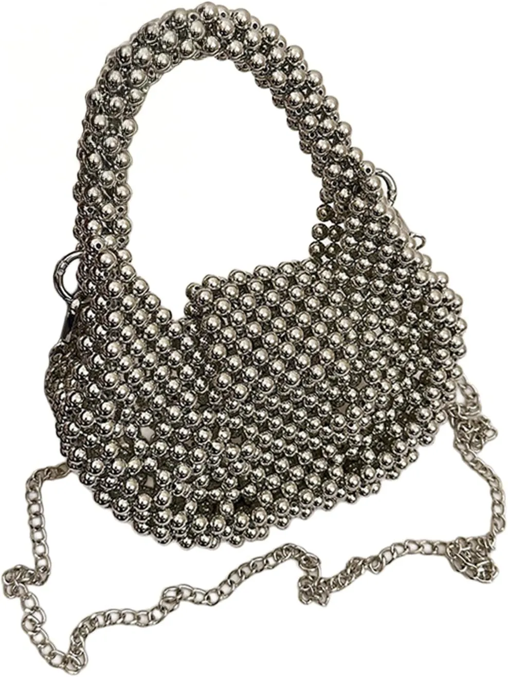 Beaded Purse Pearl Beaded Handbag for Women Dressy Fashionable Wedding Guest Crossbody Bags Party Bridal Accessory