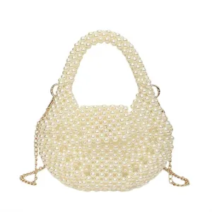 Beaded Purse Pearl Beaded Handbag for Women Dressy Fashionable Wedding Guest Crossbody Bags Party Bridal Accessory