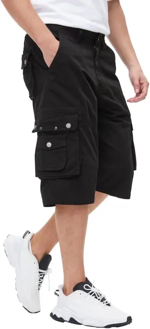 BEST SOUTH Men's Capri Long Twill Cargo Shorts Below Knee 13 Inches Cotton Relaxed Fit Casual Multi-Pocket