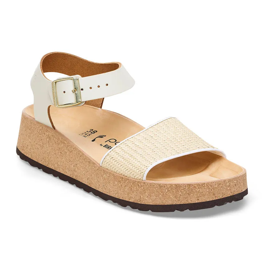Birkenstock Glenda Raffia Leather Sandals - White (Medium/Narrow)