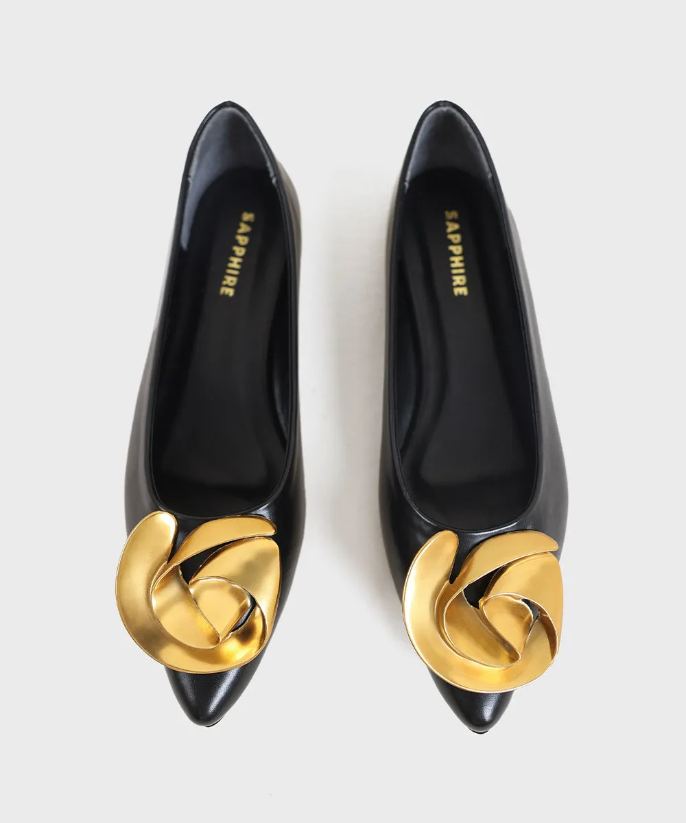 Black Faux Leather Pumps
