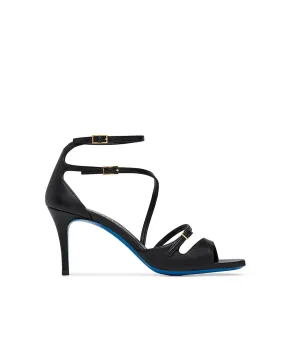 Black nappa leather straped sandal