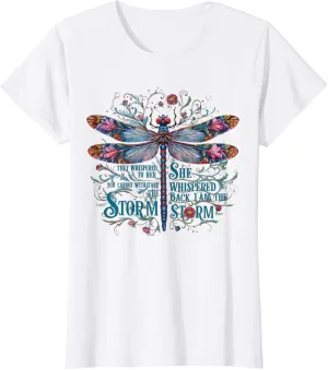 Boho Cottagecore Retro Modern Women's X-Small White Floral Boho Dragonfly T-Shirt