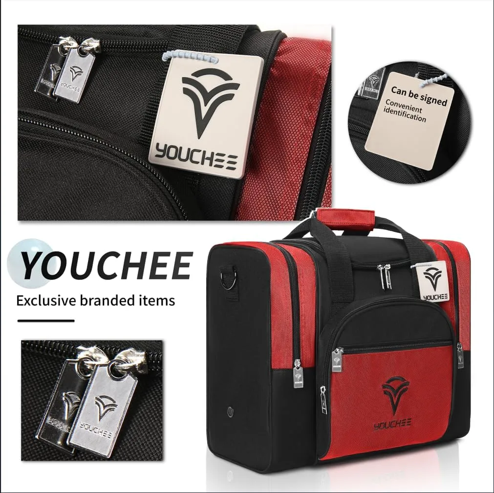 Bowling Ball Tote Bag with Padded Holder, Holds One Bowling Ball and Shoes Up to Mens Size 15, Multifunction Accessory Pockets