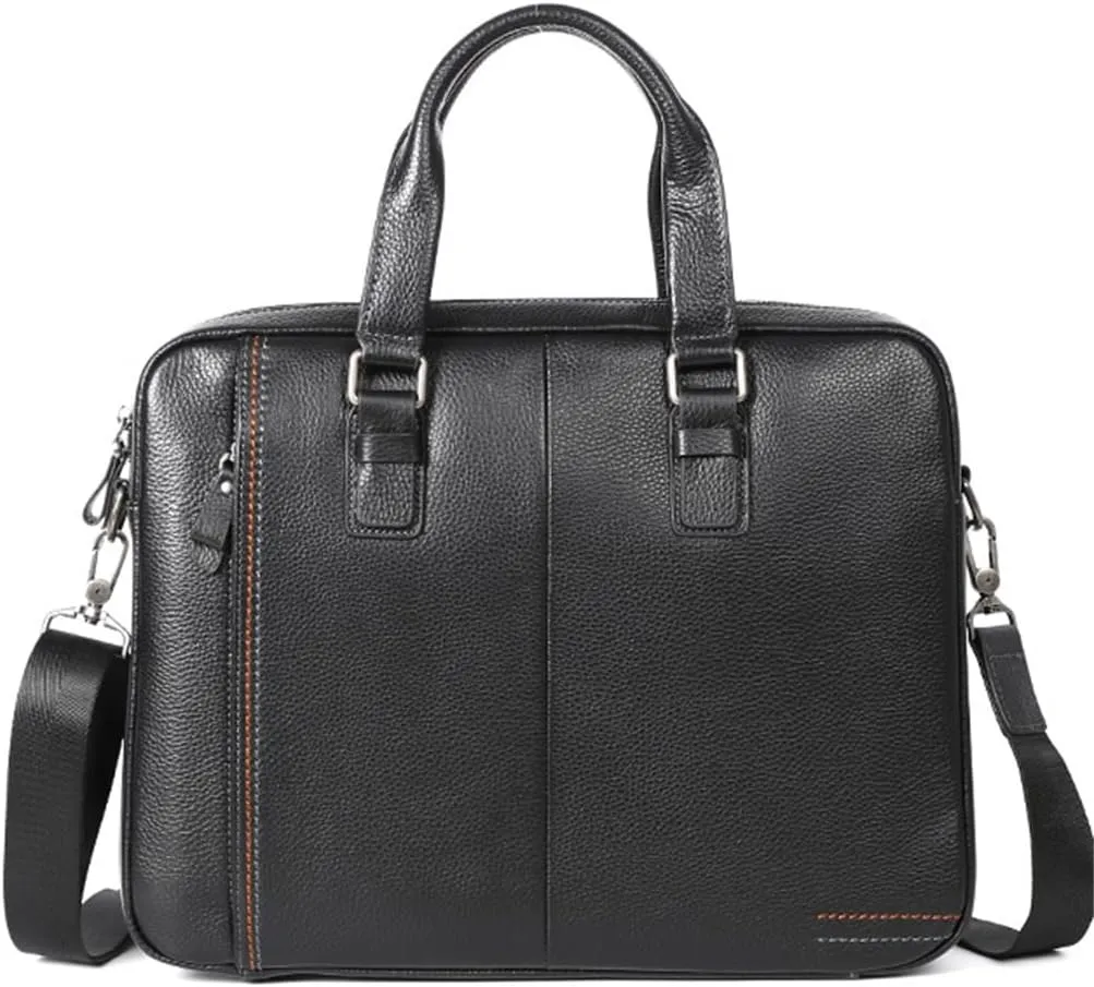 Briefcase Genuine Leather Shoulder Laptop Bag Office Bag for Men Briefcases Cow Leather Big Handbag Business