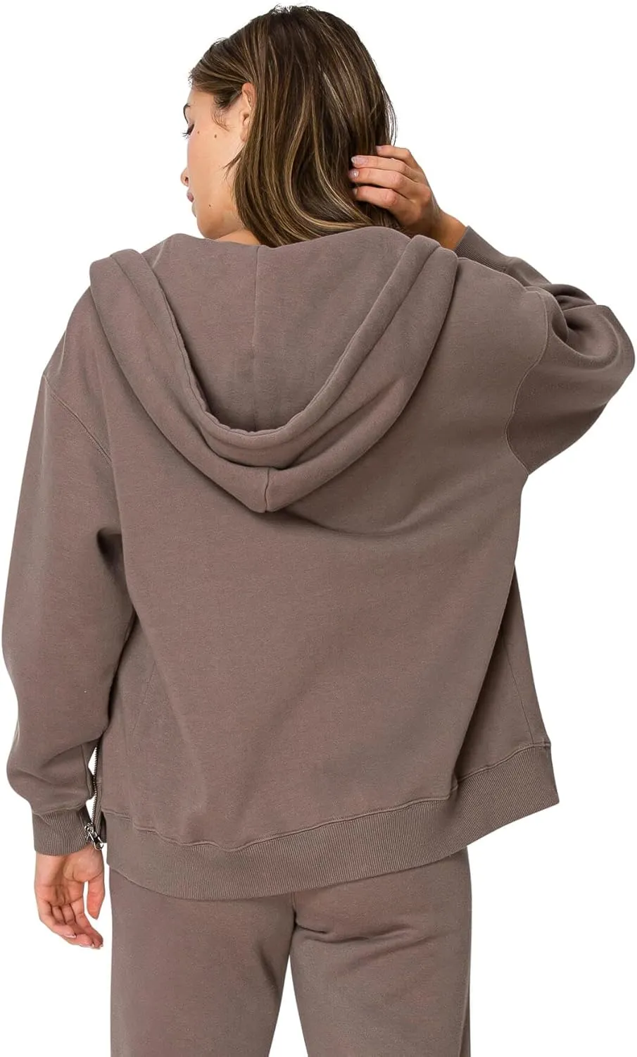 Cali1850 Women's Cloud Nine Fleece Zip Hoodie  Full Zip, Relaxed Boyfriend Fit, Double-Layer Hood, Ribbed Cuffs and Hem