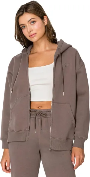 Cali1850 Women's Cloud Nine Fleece Zip Hoodie  Full Zip, Relaxed Boyfriend Fit, Double-Layer Hood, Ribbed Cuffs and Hem