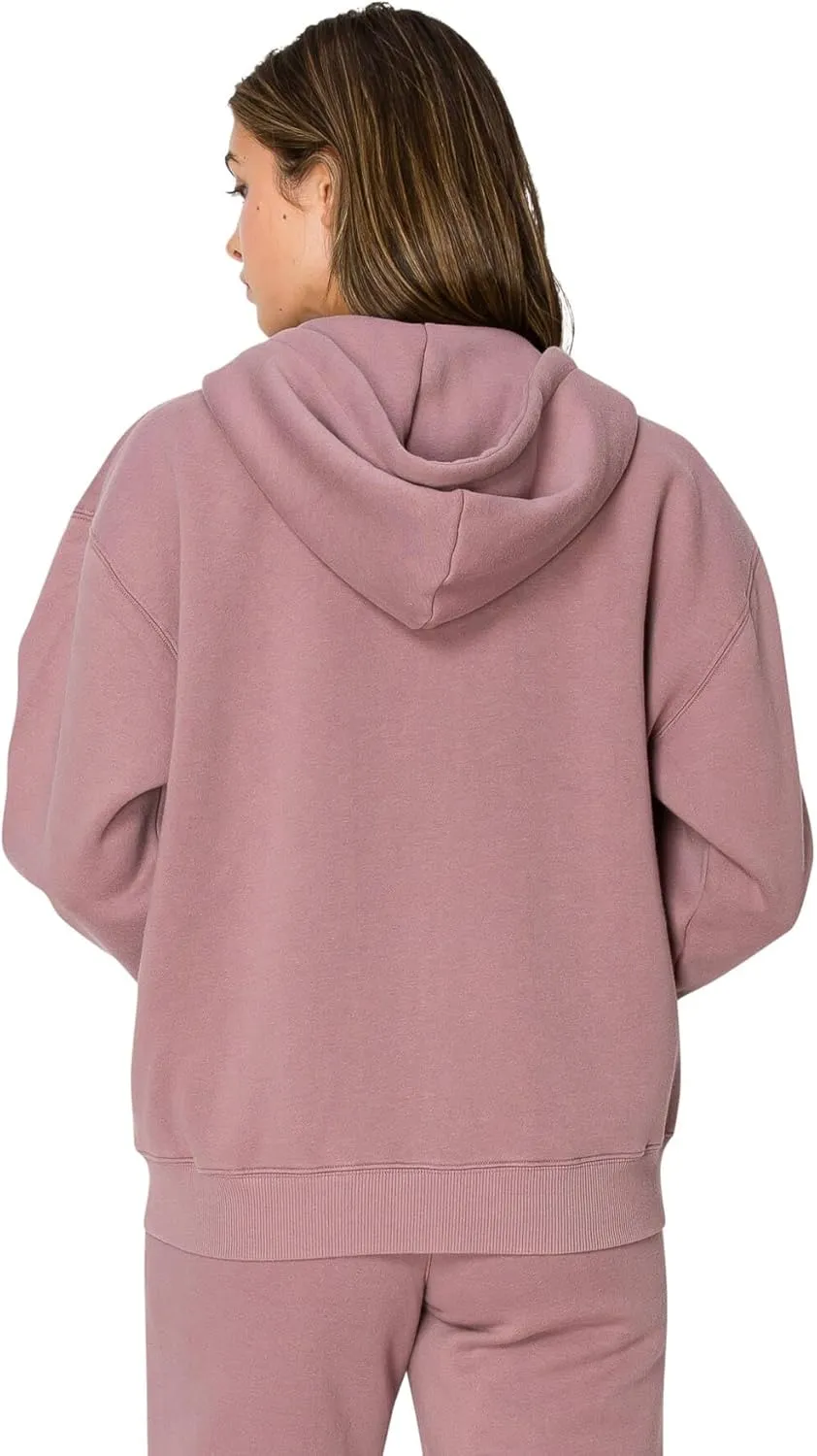 Cali1850 Women's Cloud Nine Fleece Zip Hoodie  Full Zip, Relaxed Boyfriend Fit, Double-Layer Hood, Ribbed Cuffs and Hem