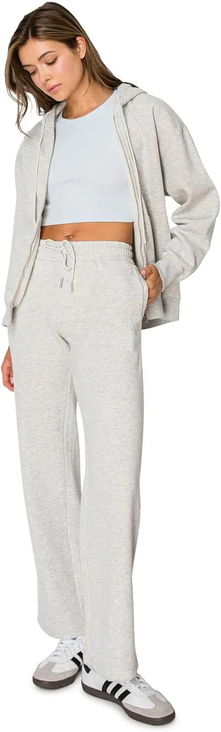 Cali1850 Women's Cloud Nine Fleece Zip Hoodie  Full Zip, Relaxed Boyfriend Fit, Double-Layer Hood, Ribbed Cuffs and Hem