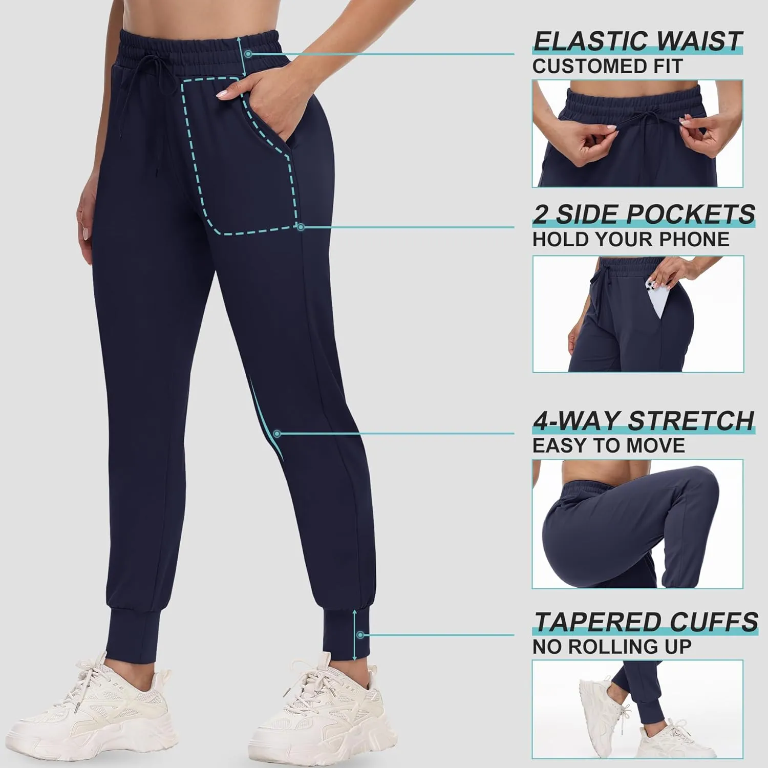 CAMPSNAIL Joggers for Women with Pockets - Womens Sweatpants Yoga Lounge Relaxed-fit Pants for Workout Running