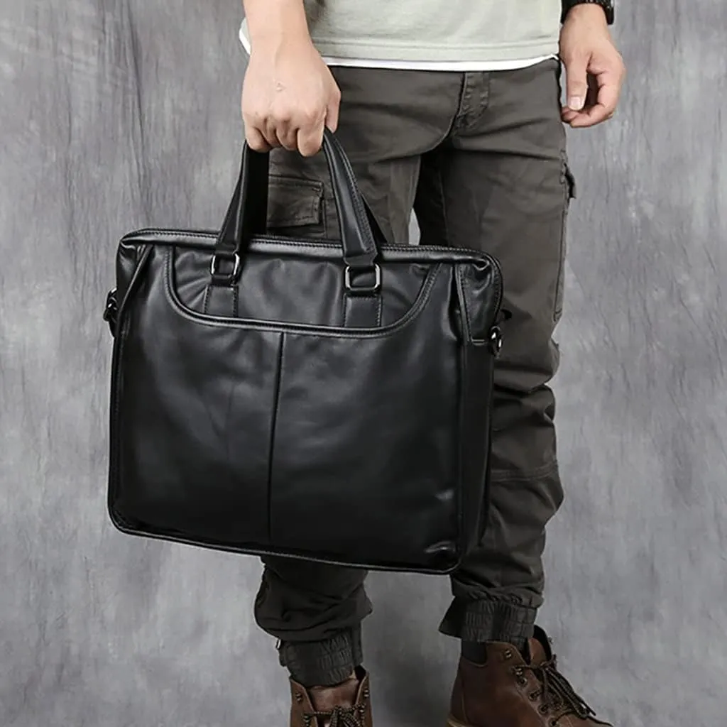 Casual Men's Handbag Business Briefcase Large Capacity Shoulder Bag Zipper Pockets for 15.6" Laptop Bag