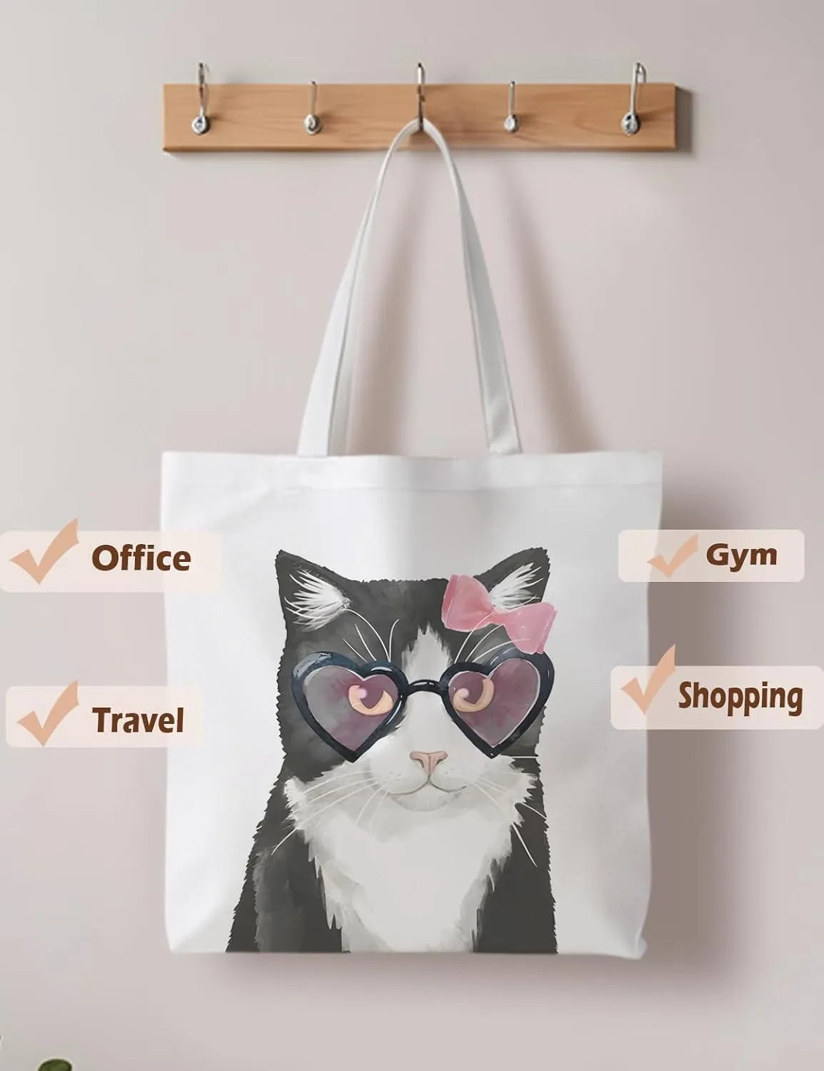Cat Tote Bag, Cat Lovers Gifts for Women, Cat Mom Lady Gifts,