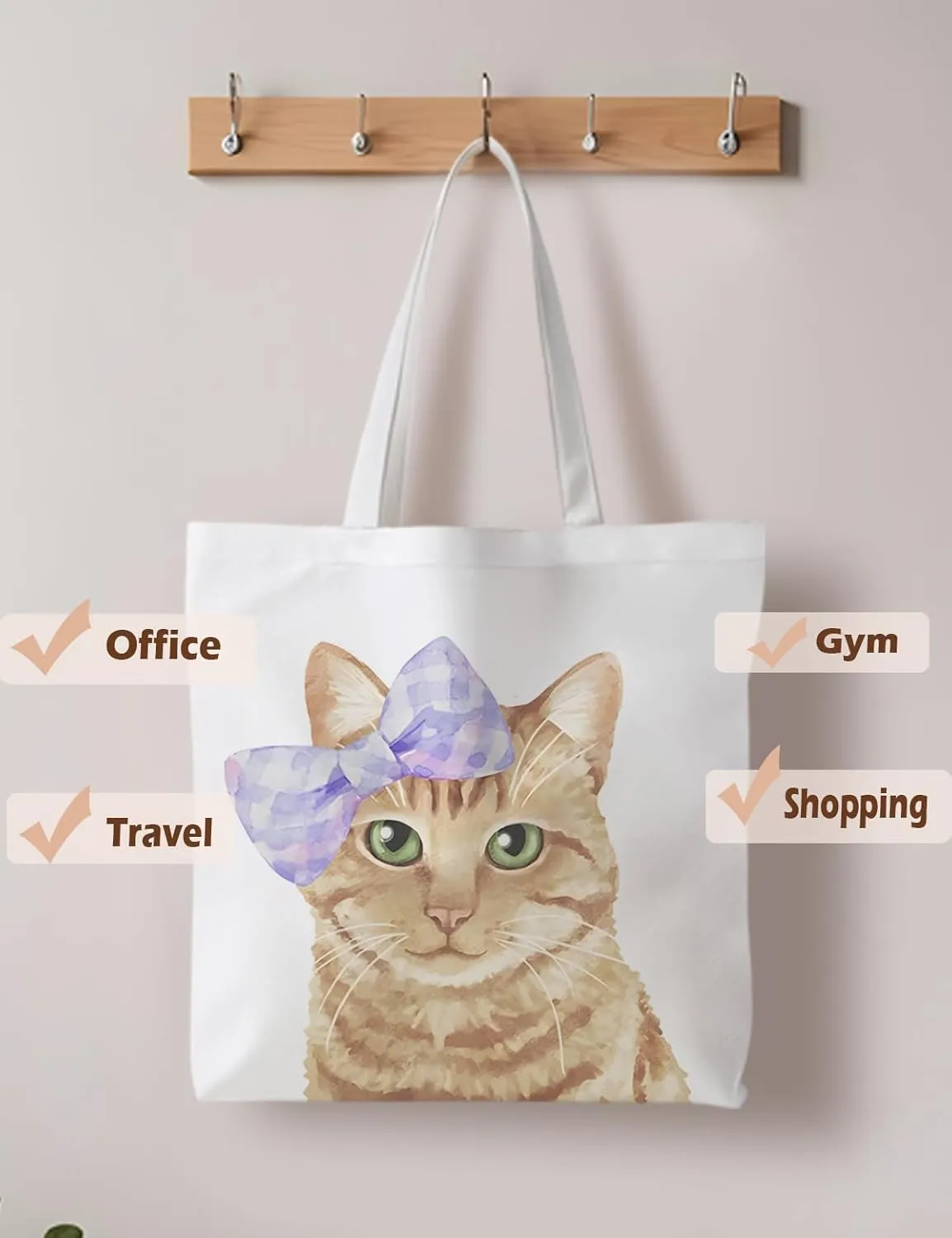 Cat Tote Bag, Cat Lovers Gifts for Women, Cat Mom Lady Gifts,