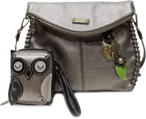 Chala Charming Crossbody Bag Shoulder Handbag With Flap Top and Zipper (Handbag   Owl Wallet Combo)