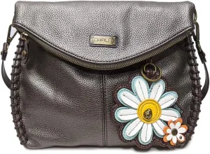 CHALA Charming Crossbody Bag Shoulder Handbag With Flap Top and Zipper Navy/Pewter (Coin Purse_ Daisy)