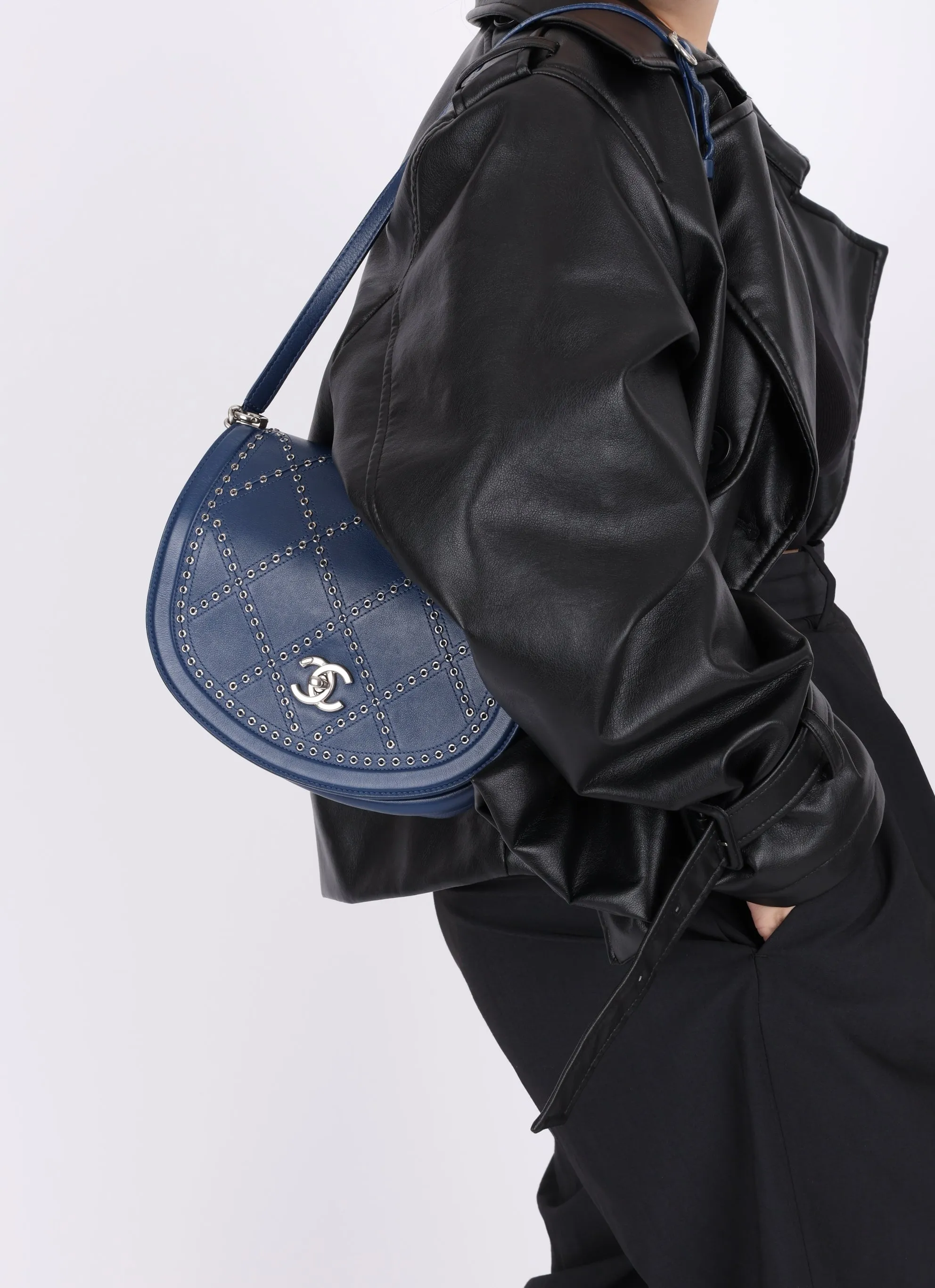 Chanel 2018 Calfskin Coco Eyelets Small Flap Bag