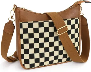 Checkered Crossbody Bags for Women Checkered Cross Body Bum Bag Hobo Shoulder Satchels Wallet Purses Crossbody Handbags