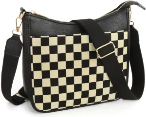 Checkered Crossbody Bags for Women Checkered Cross Body Bum Bag Hobo Shoulder Satchels Wallet Purses Crossbody Handbags